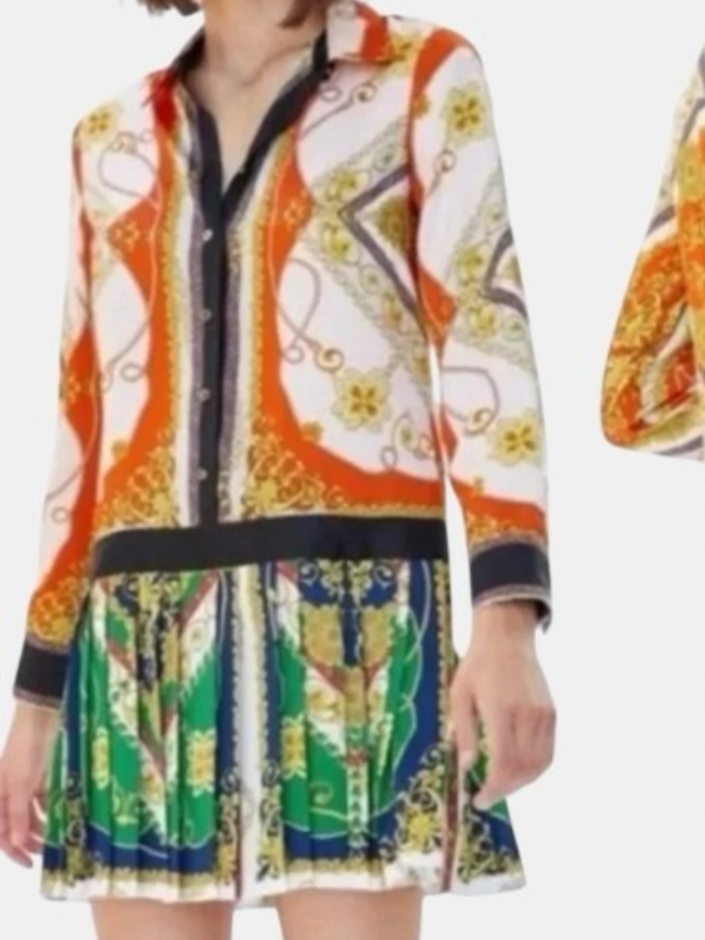 Zara Multicolor Long Sleeve Printed Dress
